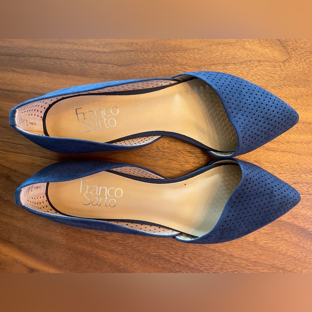 Franco Sarto Navy Blue Pointed Toe Flats